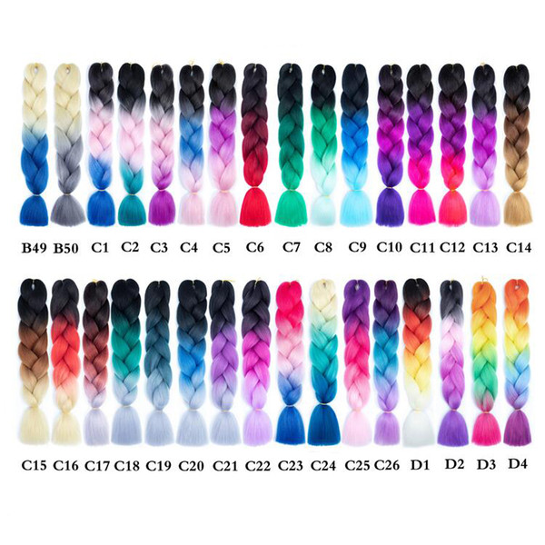 Ombre Three Colors Synthetic Braiding Hair 24inches Factory Price Jumbo Braids Kanekalon Xpression Braiding Hair Crochet Braids Hair