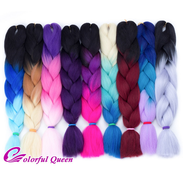 3Tone Ombre Kanekalon Synthetic Jumbo Braid Twist Hair Extensions 5Pcs/Lot Jumbo Box Braiding Hair For A Full Head Ombre Jumbo Braids Hair