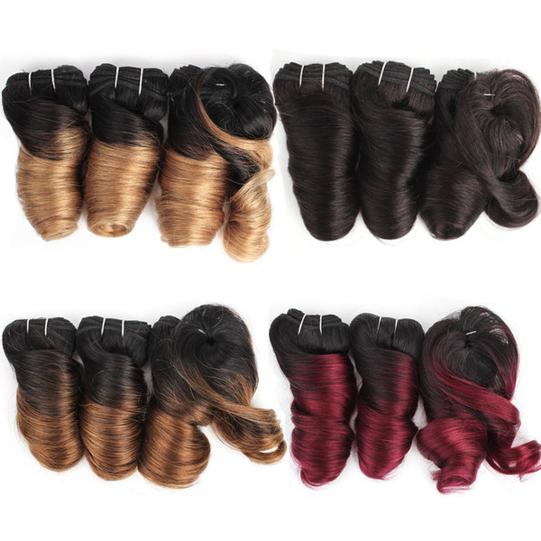 Kiss Hair Romance Curl Ombre Honey Blonde Burgundy Brown Auburn Short Bob Style 3Pcs 155G Brazilian Body Wave Ombre Hair