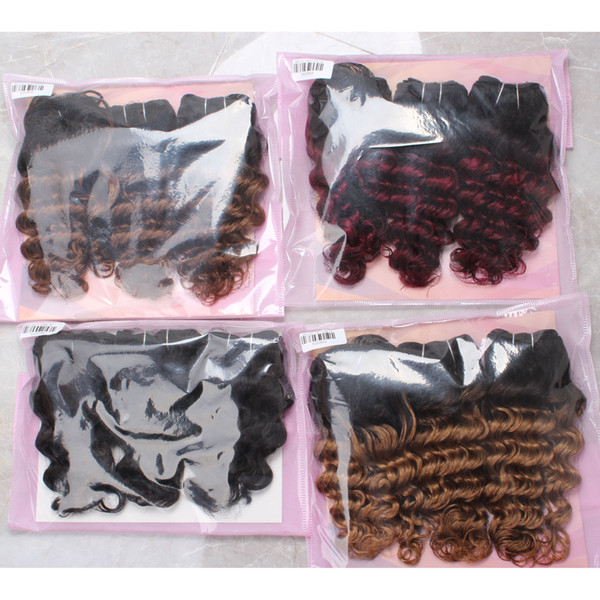 Kiss Hair Ombre Deep Wave Unprocessed Virgin Human Hair Weave Short Bob Style 3Pcs 155G Brazilian Body Wave Ombre Hair