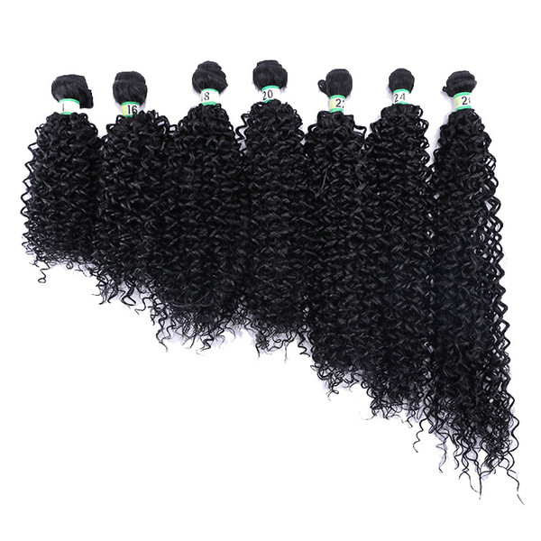 8-30 inch high temprature fiber synthetic afro wave black color kinky curly hair extensions for black women