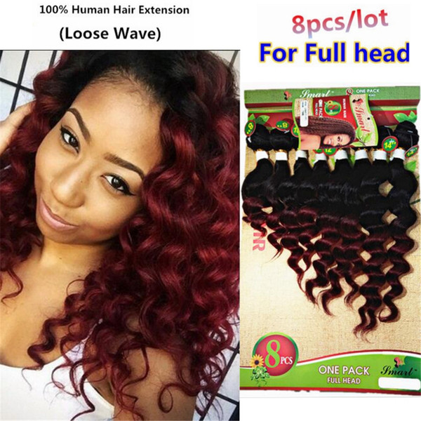 8-14 Inch 8 PCS for full head brazilian deep wave hair T1B/BUG kinky curly bundles loose wave hair natural black weave weft hairpiece