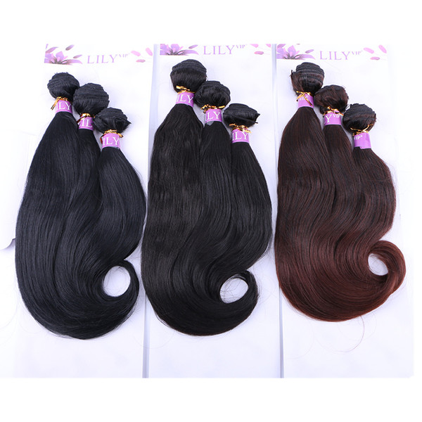 Lily Brazilian Hair Extension Double Drawn Body Wave synthetic Hair Bundles Natural Black Wet And Wavy high temperature Hair Bundles