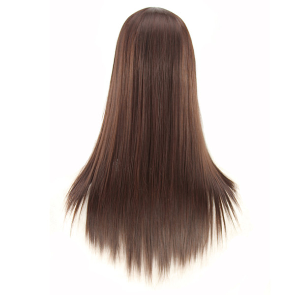 Women Long Straight Cosplay Natrual Black Light Brown Dark straight human hair , lace front hair for black women