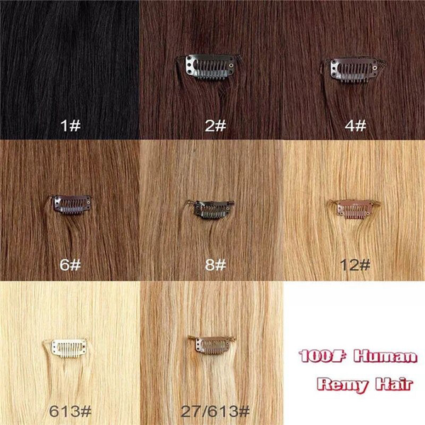 Hot selling 70g/set 100% human remy silky straight hair clip in hair extension wholesale price clip on hair have 71 colors to choose