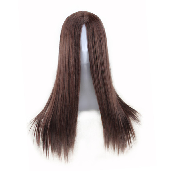 Women Long Straight Cosplay Natrual Black Light Brown Dark Brown 70 Cm Synthetic Hair Front Human Hair With Baby Hair