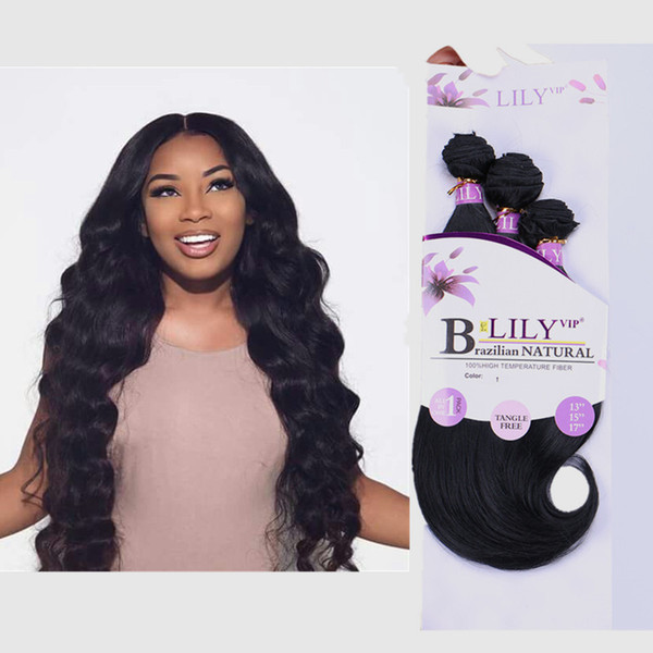 FASHION Style Natural Curly Hair Brazilian Body Wave Synthetic Hair Weaves 3PCS Brazilian Hair Body Wave Bundles 13 15 17inch Natural Color