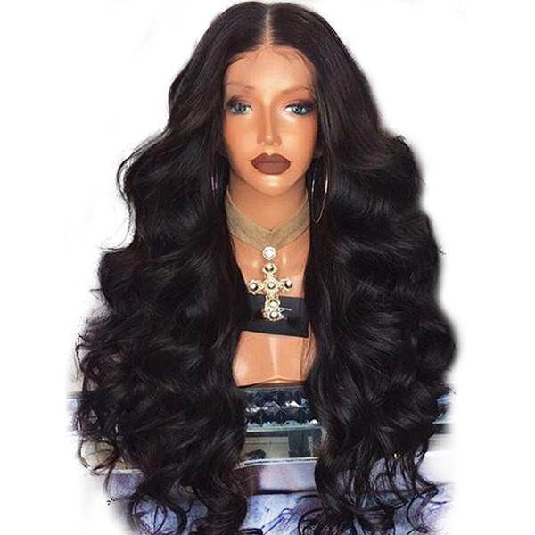 Rose net hair European and American lady side points in the long curly Black Color Long Water Wave Hairstyle For Women Synthetic