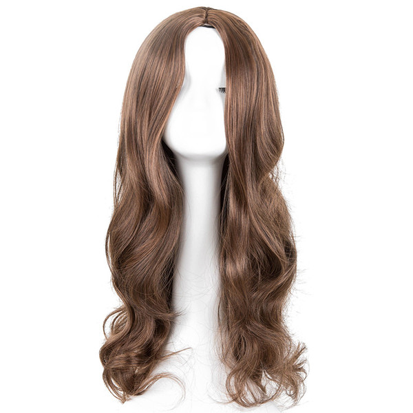 Long Curly Synthetic Heat Resistant Middle Part Line Carnival Hair Synthetic Heat Resistant Fiber Long Light Brown Hair Salon