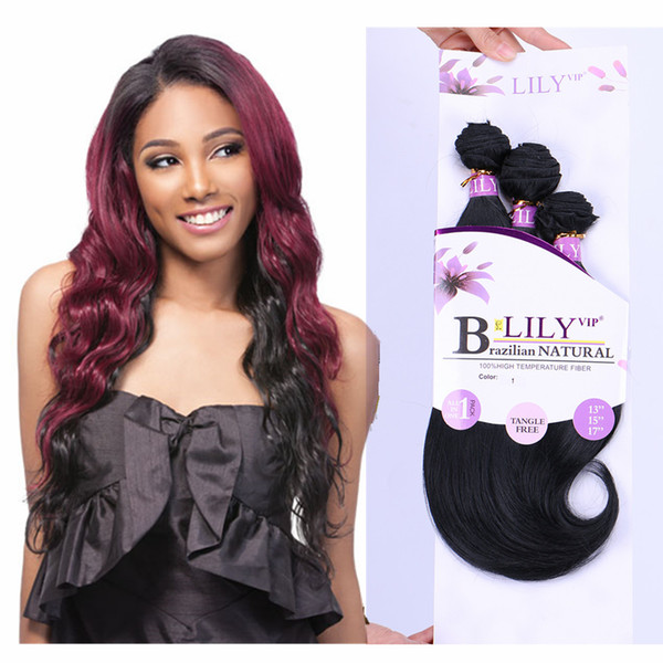 Synthetic HAIR Brazilian Body Wave Weave Bundles Natural Color 100% high temperature Hair weaving 3PC loose wavy Remy Hair Extension