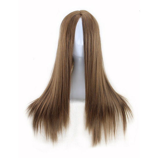 Women Long Straight Cosplay Natrual Black Light Brown Lace Front Human Hair Lace Frontal Brazilian Remy Hair