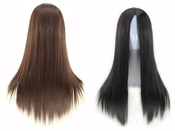 Women Long Straight Cosplay Natrual Black Light Brown Dark Lace Front 360 Frontal Human Hair Brazilian Remy Full Ends