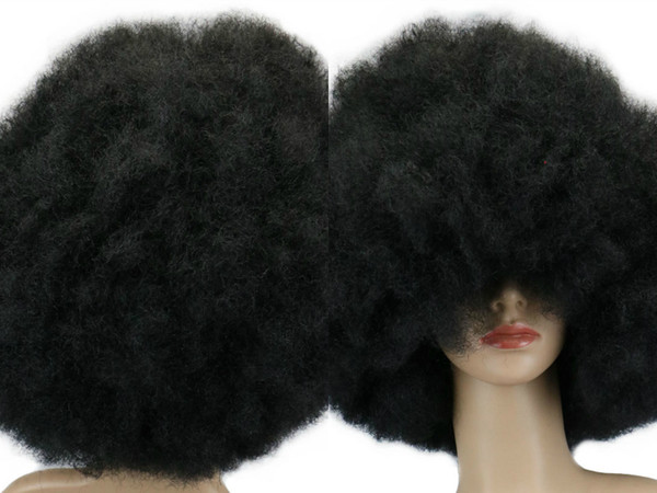 200g Super Big Short Culry Cosplay Party Black Masquerade Hair Fan Explosion Head Funny Clown Color Party