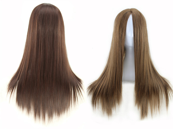 Women Long Straight Cosplay Natrual Black Light Brown Dark straight Hair Human Hair For Brazilian Remy Lace Front With Baby Hair