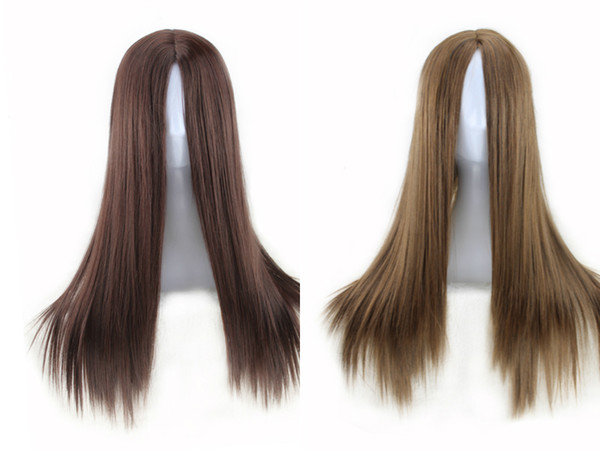 Women Long Straight Cosplay Natrual Black Light BrownLace Frontal hair With Baby Hair Lace Front Human Hair For