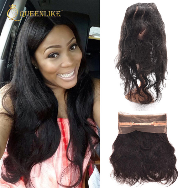 Remy Brazilian Human Hair Lace Closure Frontal Body Wave 1B 360 Unprocessed Virgin Lace Front Piece Cheap Queenlike 9A Diamond Grade