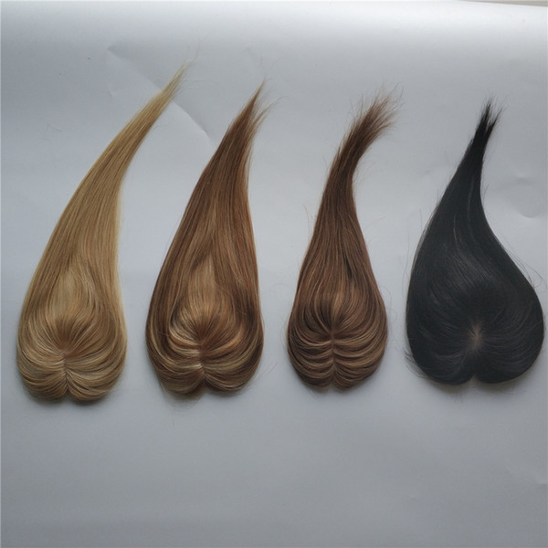 6cm x 9 cm Stock Highlight Color Silk Top Human Hair Toppers for Women Hair Bang Hair Fliter