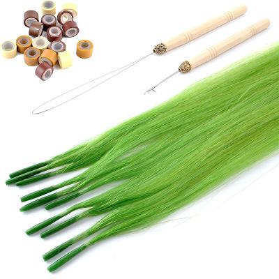 Light Fruit Green Real Person Hair Extension Highlighting Hair Bundle Invisible Seamless Piece Solid Color Fashion Hair