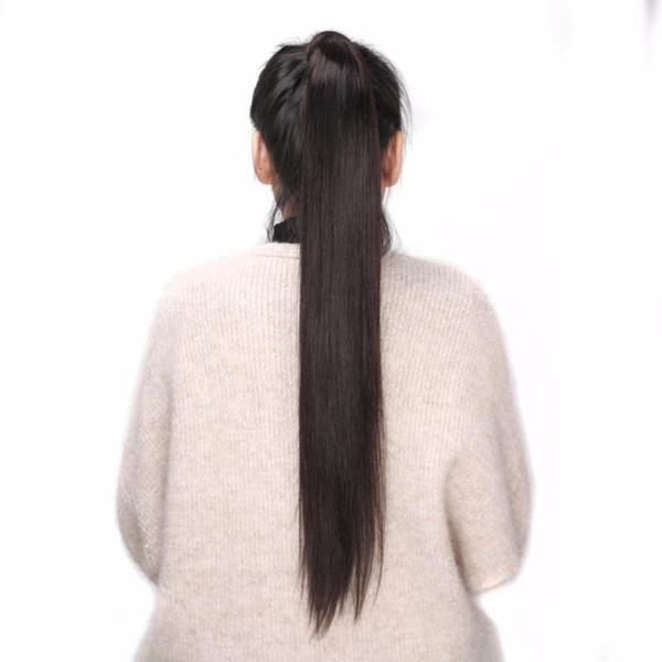 BHF 100% Human Hair Ponytail Brazilian Remy Ponytail Wrap Around Horsetail 60g 100g 120g Hairpieces Natural Straight Tails