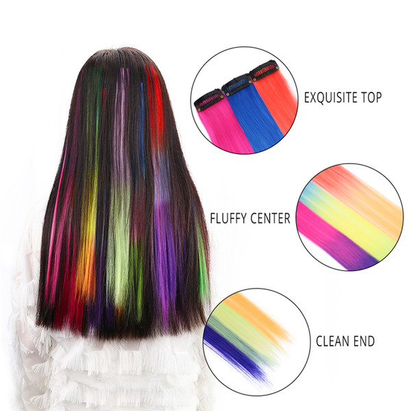 Long Straight Hairpiece Clip In Hair Extension Ombre 1 Clip One Piece 20'' Synthetic Clip-in Extensions Hair Pieces for Women