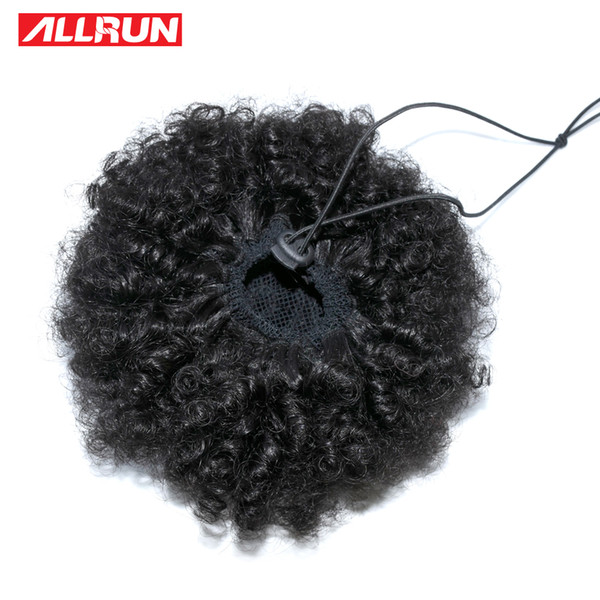 Afro Kinky Curly Ponytail For Women 100% Human Hair Drawstring Ponytail With Clips Allrun Brazilian 1 Piece only Non Remy Hair