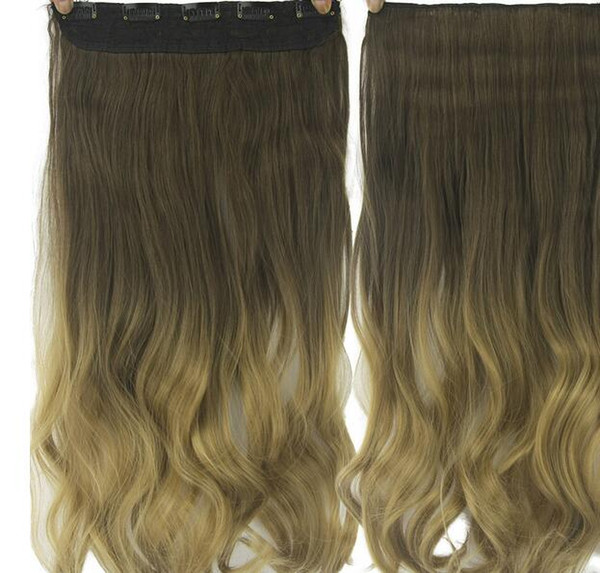 Europe and America hair piece dyed gradient hair curtain straight clip curtain T color hair extension wholesale 