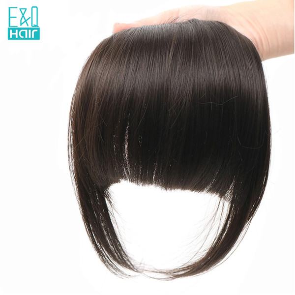 EQ Hair Brazilian Remy Clip In Straight 100% Human Hair Bangs With Baby Natural Color Fringe