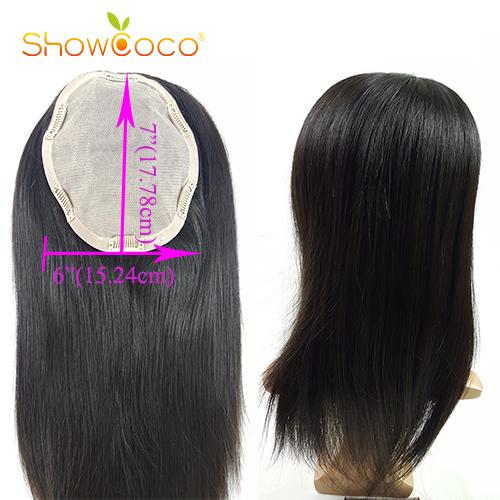 Topper Hair 130% Density Clip In Toupee Hair For Women Human Toupee Salon Quality 6*7 Silk Base Natural Color Showcoco