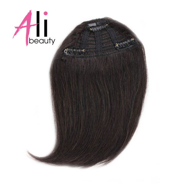 ALI BEAUTY Human Hair Bangs Clip In Hair Extensions Machine Made Remy Fringe Gradient Bangs Hairpiece 10 Colors Can Be Dyed