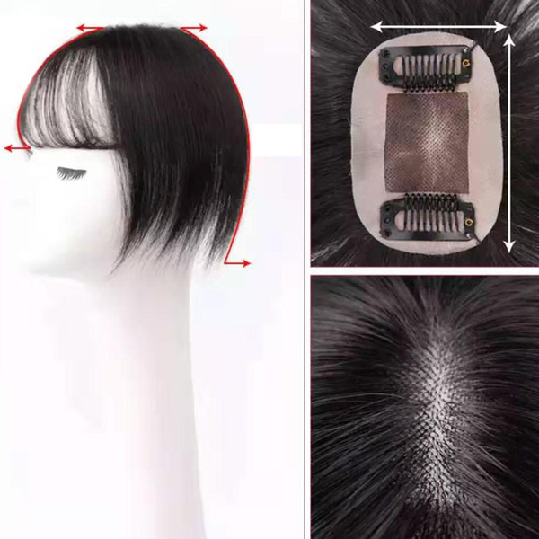 Full Shine 6D Clip in Bangs 100% Remy Human Hair Bangs Without Hair Temples Clip in One Piece Striaght Fringe Hairpiece