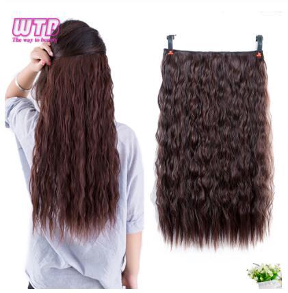 22inches Long Corn Curly Hair 5 Clip In Hair Extensions for Women Synthetic Culry Heat Resistant Fake Hair Pieces