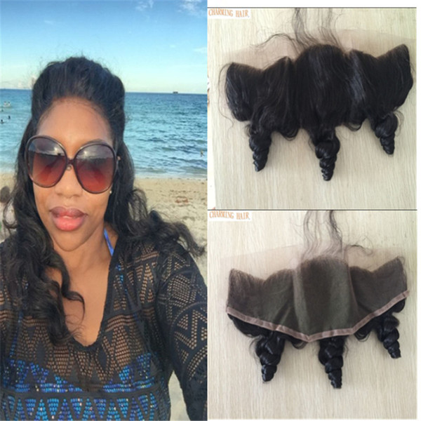 Lace Frontal Closure Peruvian Hair Loose Wave Full Frontal Lace Closure 13x4 Bleach Knots Lace Frontal