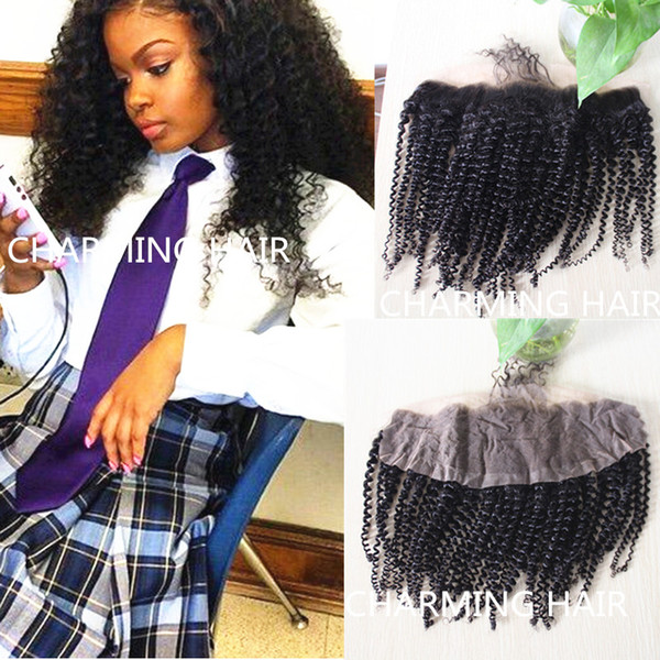 Ear to Ear 7A Virgin Brazilian Kinky Curly Lace Frontal 13x4 Full Lace Frontal With Bleached Knots For Black Women