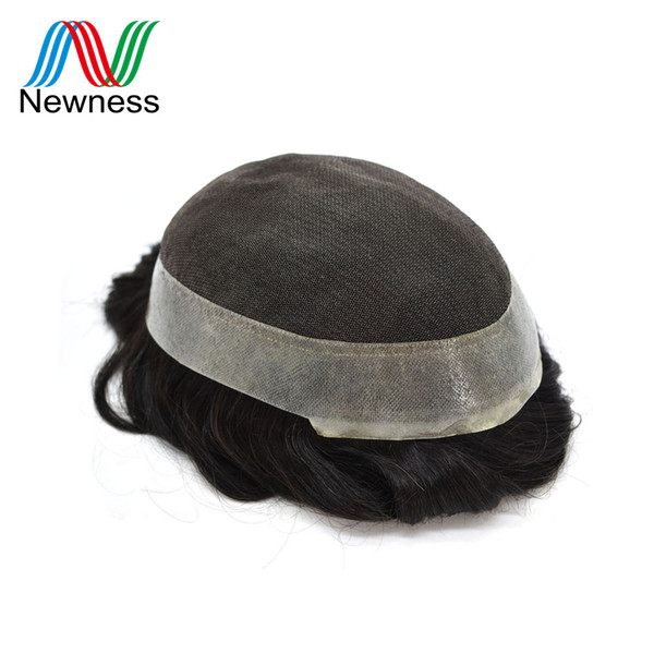 NEWNESS Men Toupee French Lace Clear PU Base Men for Baldness Remy Human Hair Replacement System Breathable Base Hairpieces