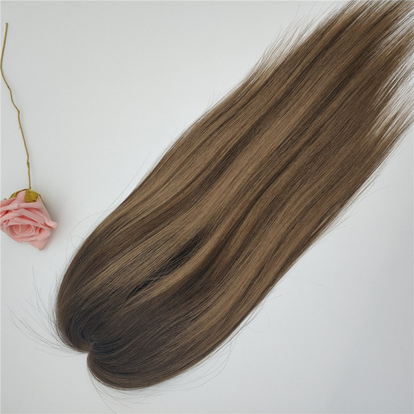 Hot Selling Customized Highlight Color Mono Lace With Pu Around Human Hair Toppers for Thinning Hair Women