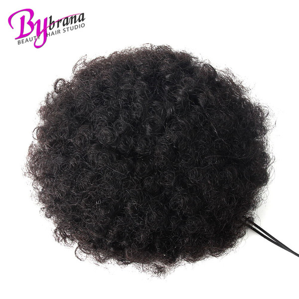 Afro Kinky Curly Ponytail Chignon For Women Natural Black Remy Hair Clip In Ponytails Drawstring 100% Human Hair Extension 1 PCS