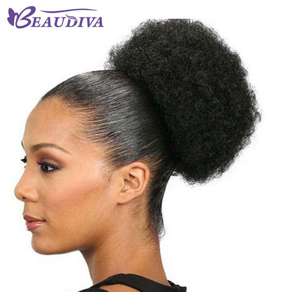 Brazilian Afro Kinky Curly Ponytail For Women Natural Black Remy Hair Clip In Ponytails Drawstring 100% Human Hair Extension