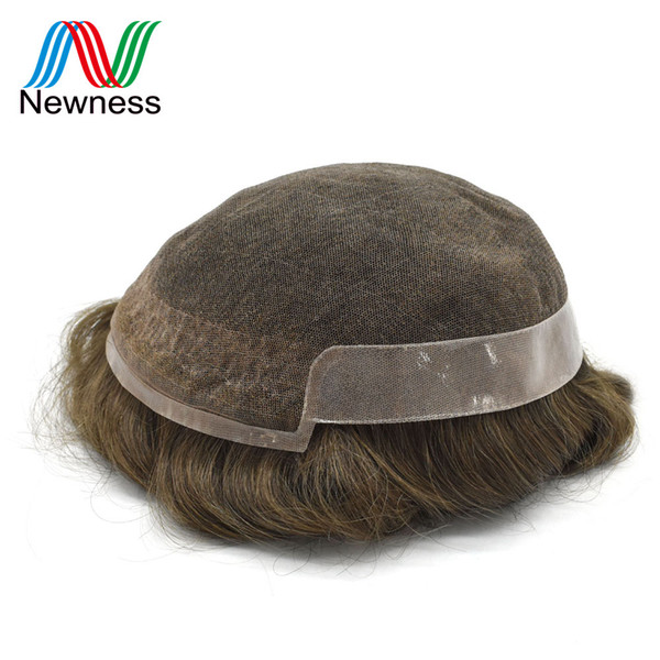 Newness Toupee Hair For Men Invisible Remy Hair As Like Own Systems Super Fine Welded Mono Lace With Pu (OCT &1B#)