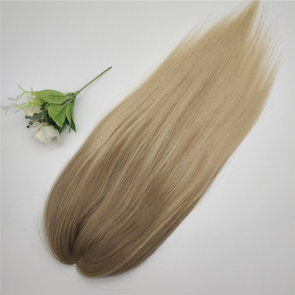 Customized Ombre Brown to Blonde Color Mono Lace With Pu Around Human Hair Toppers for Thinning Hair Women