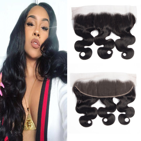 Dressmaker Malaysian Body Wave Free Part Lace Frontal 13X4 Ear To Ear Human Hair Natural Color 3pcs