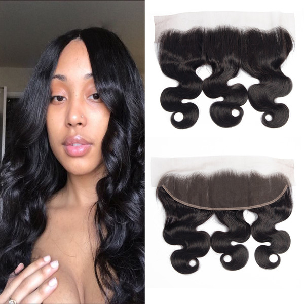 Dressmaker 13x4 Brazilian Body Wave Lace Frontal Free Part Ear to Ear Virgin Human Hair Lace Closure 5pcs