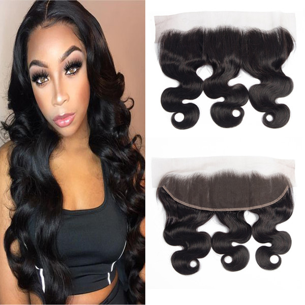 Dressmaker Pre Plucked Peruvian Body Wave Lace Frontal Closure Free Part Human Hair With Baby Hair 5pcs