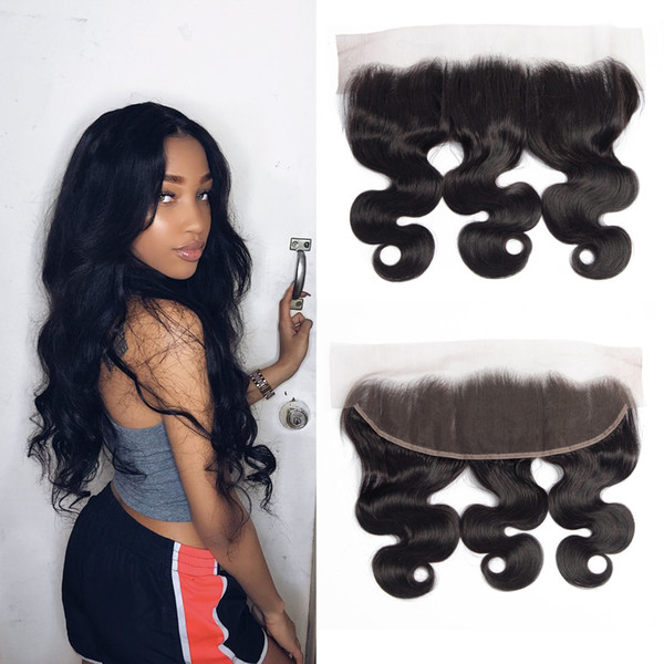 Dressmaker India Body Wave Lace Frontal Free Part 13x4 Human Hair Lace Closure Non Remy Hair Natural Color