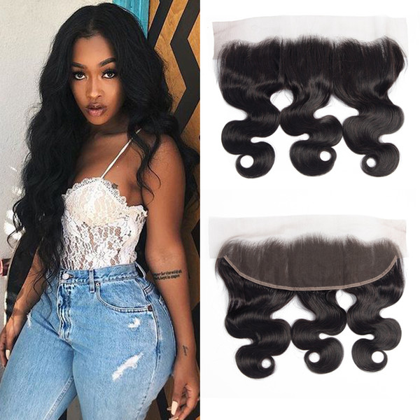 Dressmaker Peruvian Body Wave Lace Frontal With Baby Hair Hair 13x4 Free Part Lace Frontal Closure Natural Color