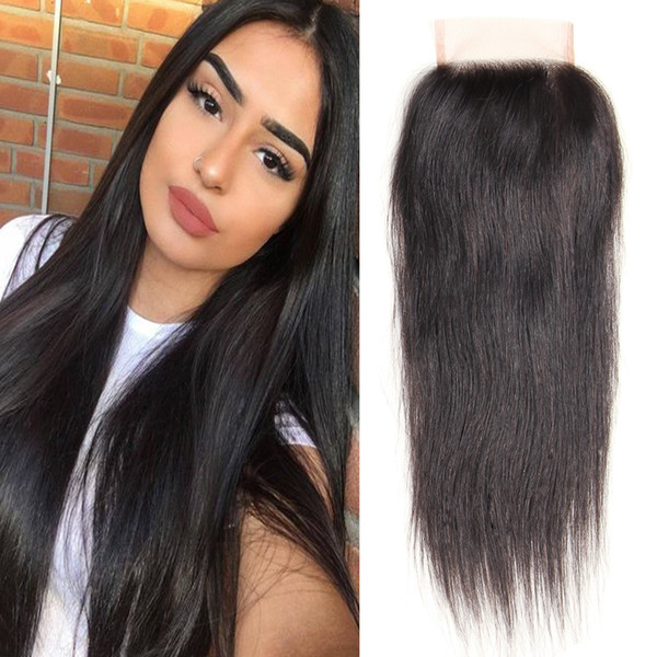 Dressmaker Nature Black Lace Closure Straight with Baby Hair Malaysian Virgin Human Hair Free Part Natural Hairline