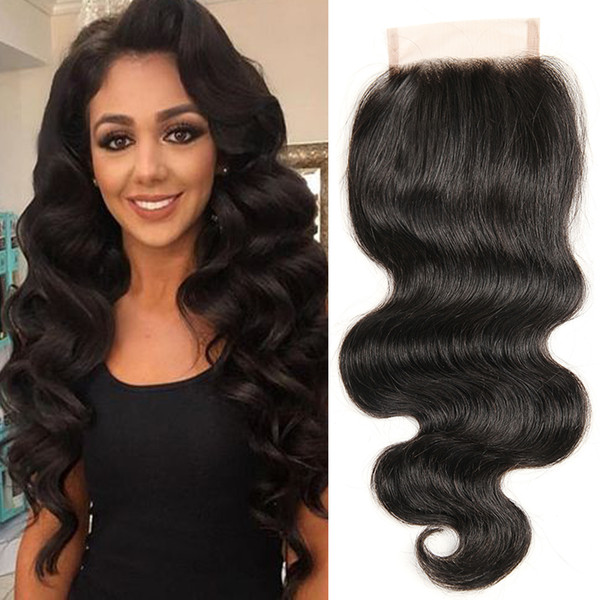 Dressmaker Indian Body Wave Human Hair 4x4 Lace Closure Natural Color 100% Unprocessed Lace Closure With Baby Hair Natural Hair Line