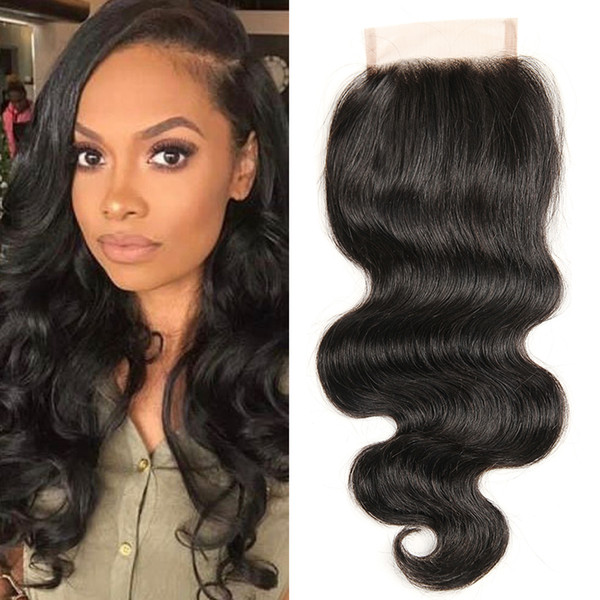 Dressmaker Peruvian Body Wave Hair Lace Closure 3pcs Free Part Unprocessed Virgin Human Hair Closure Natural Black Color