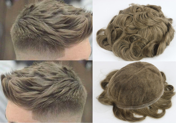 Hot Selling Light Brown #18 Color Toupee for Men Full Swiss Lace Hair Pieces Brazilian Virgin Human Hair Replacement