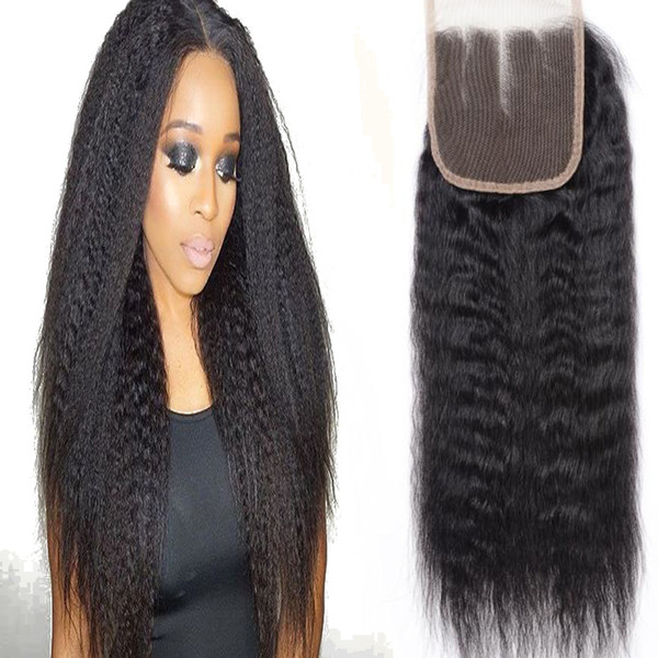 Evermagic Top Closure 4X4 Lace Closure Kinky Straight Hair 8-20inch Natural Color Virgin Human Hair Free Shipping