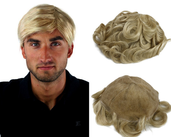 Ash Blonde Color Toupee for Men Full Swiss Lace Hair Pieces Brazilian Virgin Human Hair Replacement